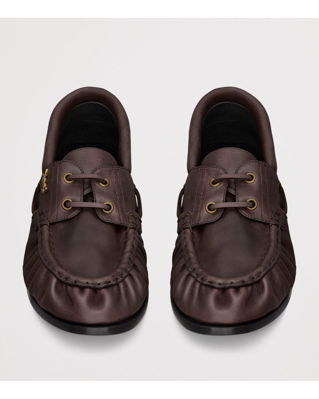 Saint Laurent Brown Leather Bateau Le Loafers for men