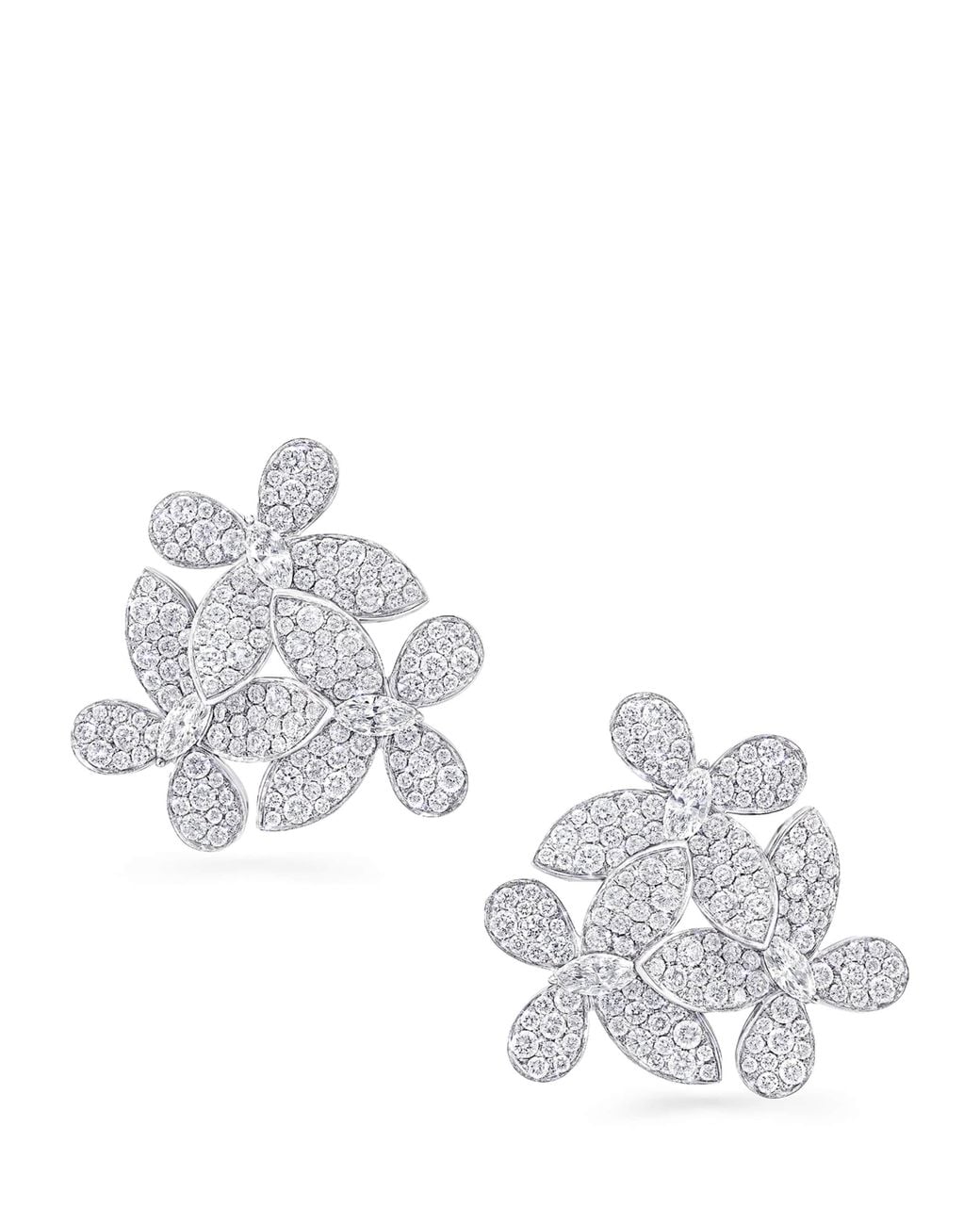 Graff White And Diamond Triple Butterfly Clip-On Earrings