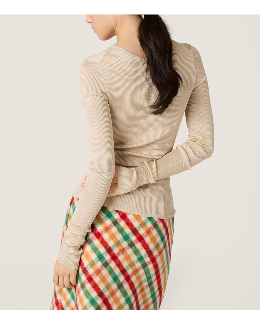 Miu Miu Natural Silk Rib Knit Sweater