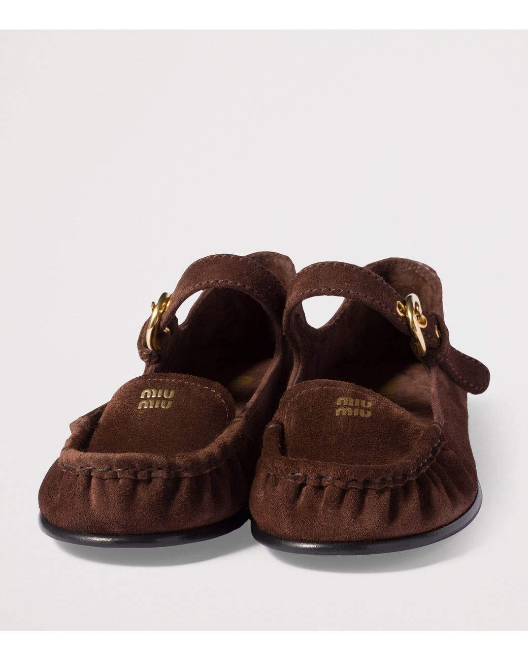 Miu Miu Brown Suede Buckled Loafers