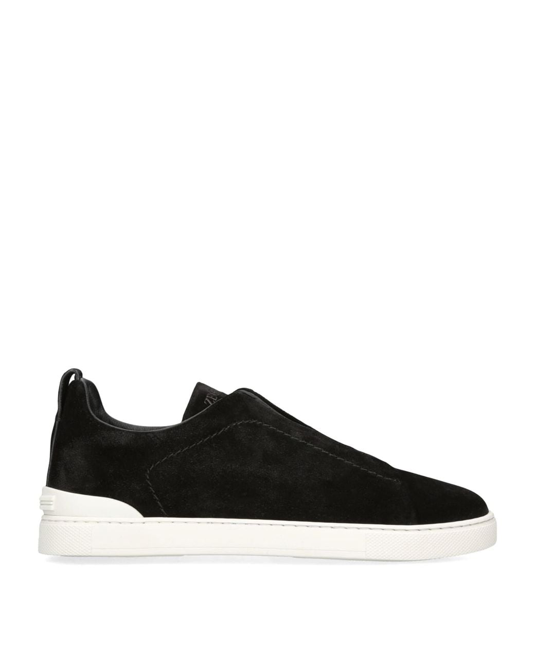 Zegna Black Suede Triple Stitch Sneakers for men