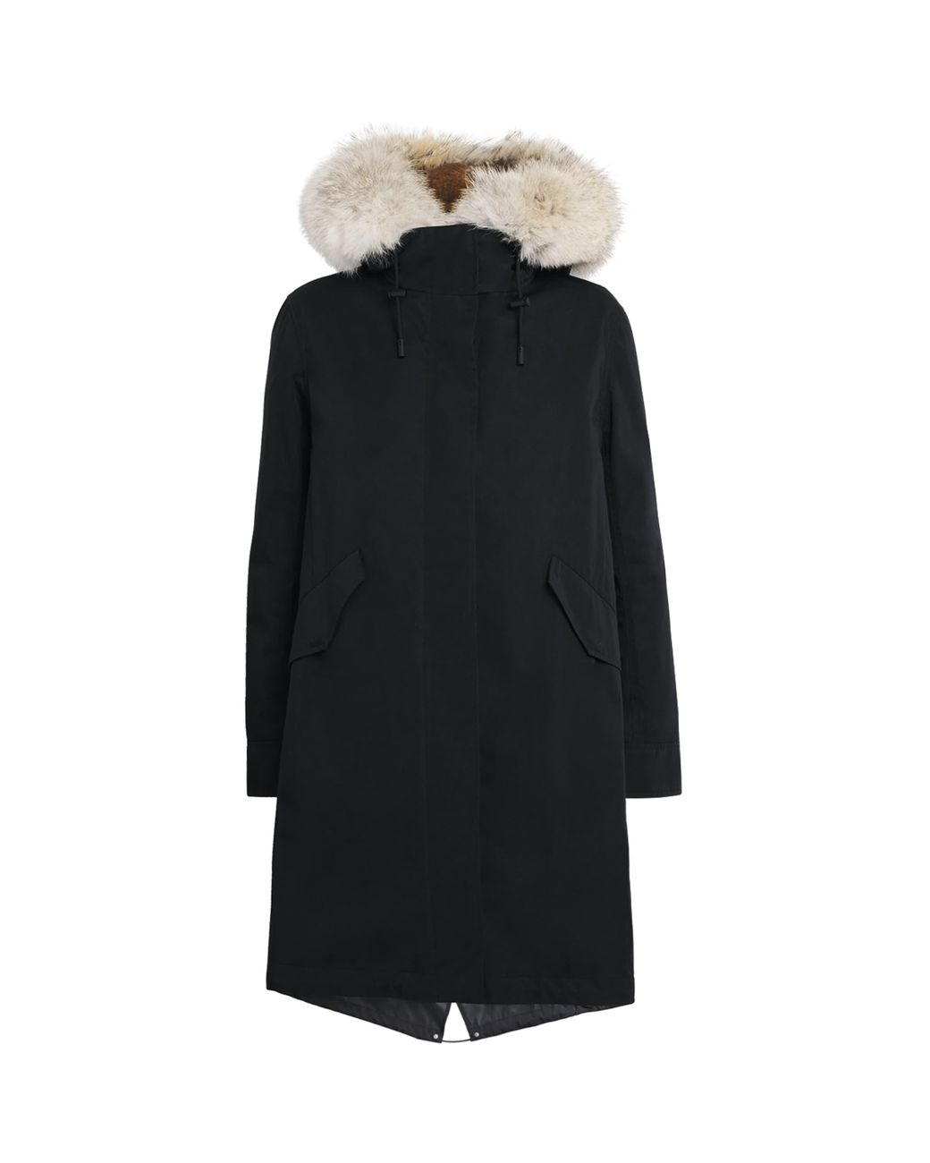 Yves Salomon Black Fox-Rabbit Blended-Cotton Parka