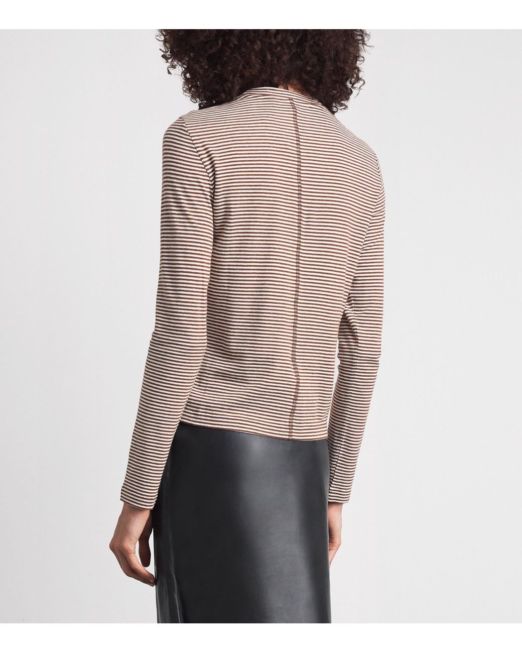 ME+EM Brown Organic Cotton Stripe Long-Sleeve Top