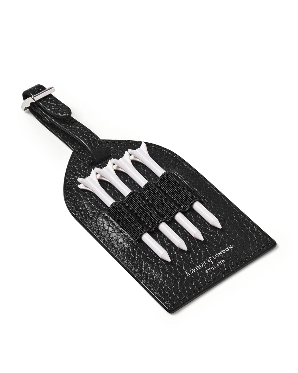 Aspinal Black Leather Golf Tee Holder for men