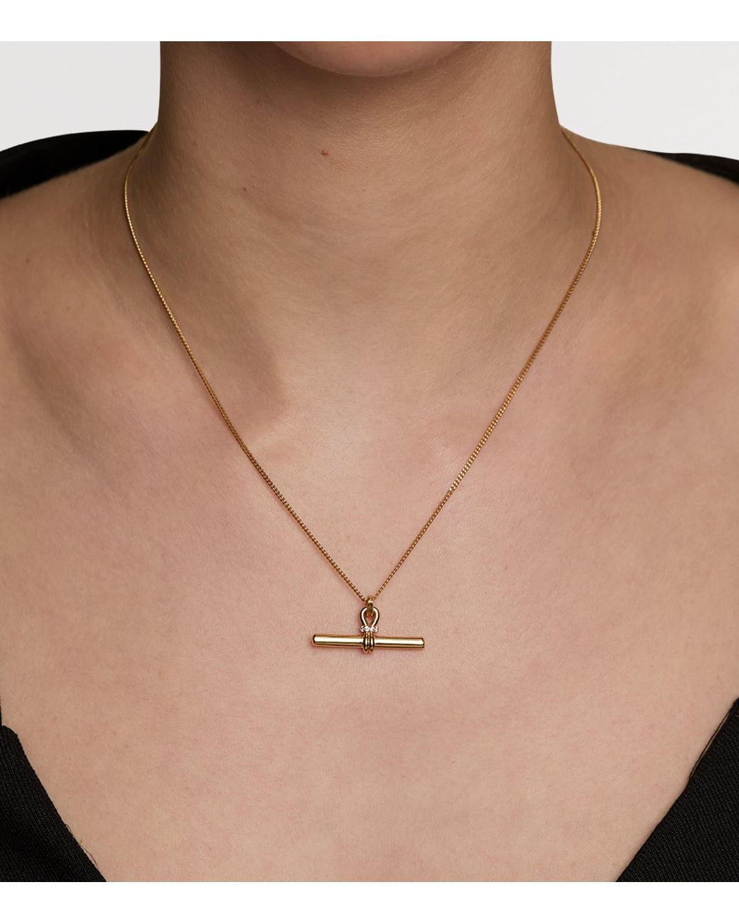 Astrid & Miyu Metallic Plated T-Bar Pendant Necklace