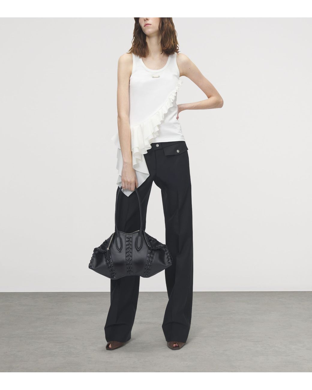 McQueen Black Leather Manta Top-Handle Bag