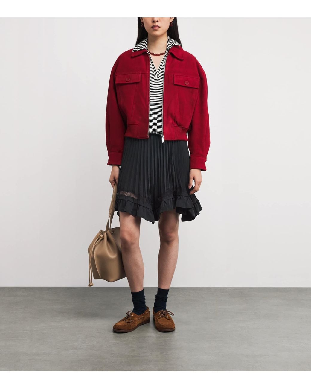Claudie Pierlot Black Asymmetric Pleated Mini Skirt