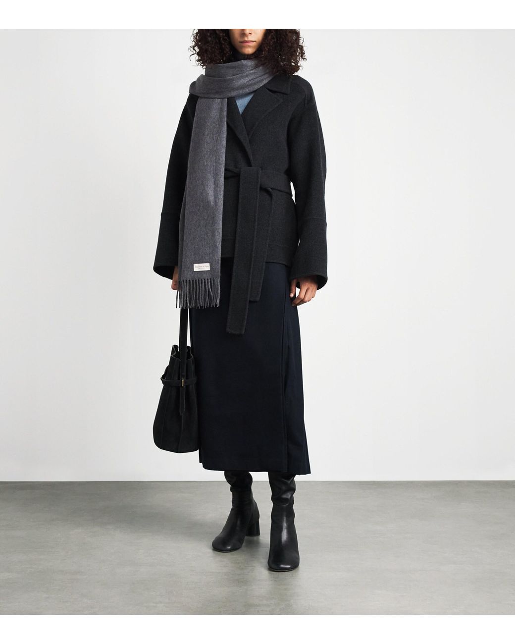 Johnstons Black Cashmere Wide Scarf