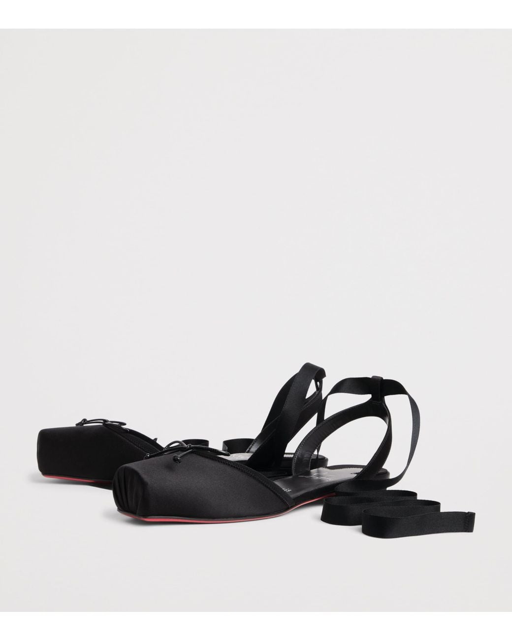Christian Louboutin Black Cassia Lace-Up Satin Ballet Flats