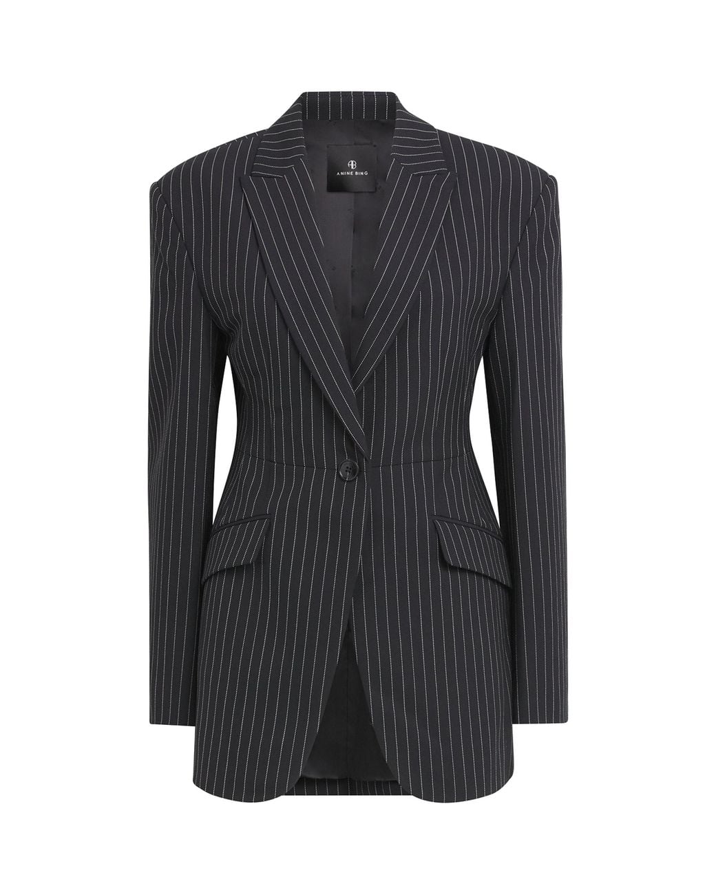 Anine Bing Black Pinstripe Elga Blazer