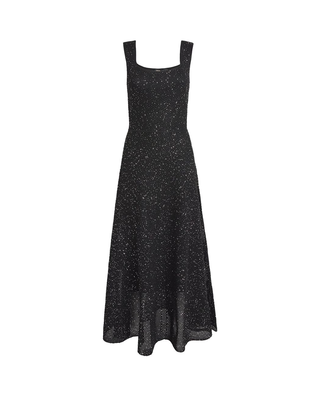 Maje Black Knitted Rhinestone Maxi Dress