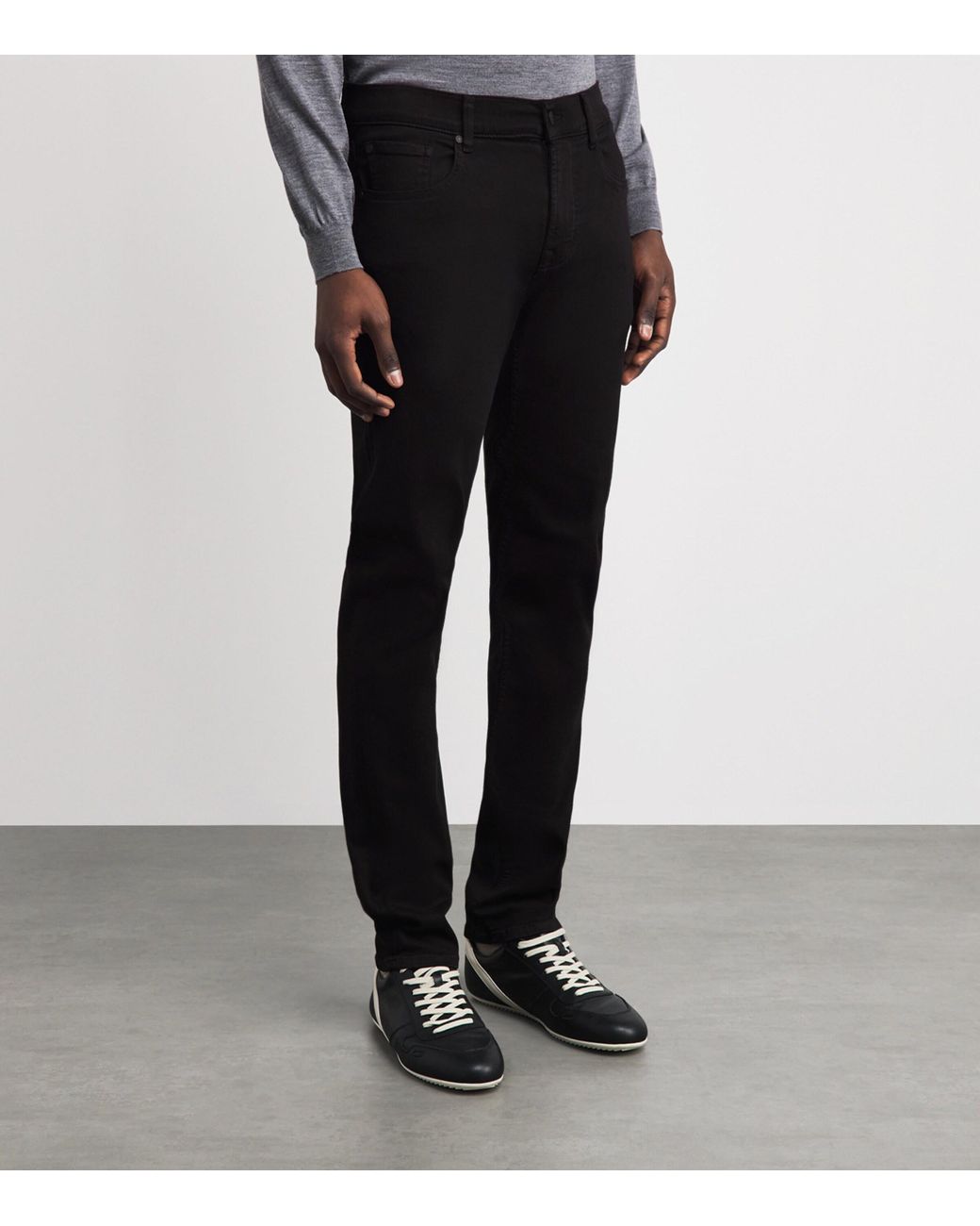 7 For All Mankind Black Slimmy Luxe Performance Jeans for men