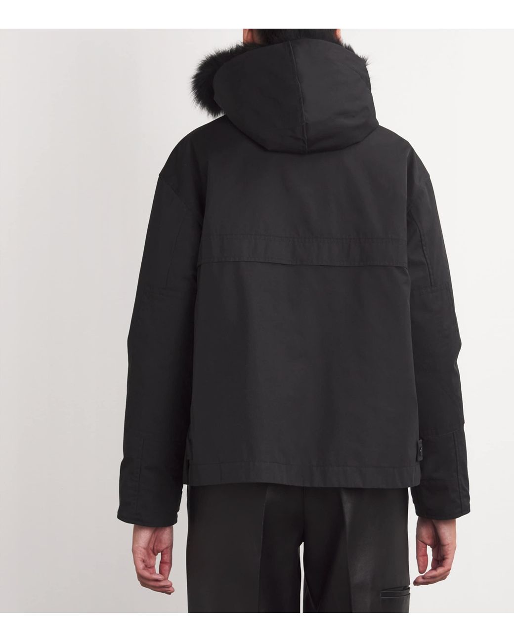 Yves Salomon Black Rabbit Fur-Lined Parka Coat