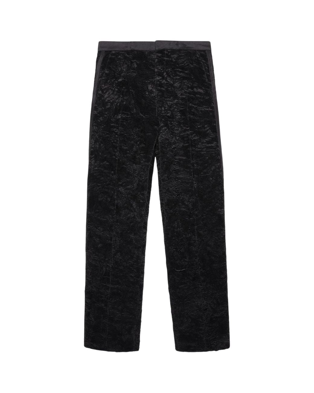 Tom Ford Black Silk Plissé Straight Trousers for men