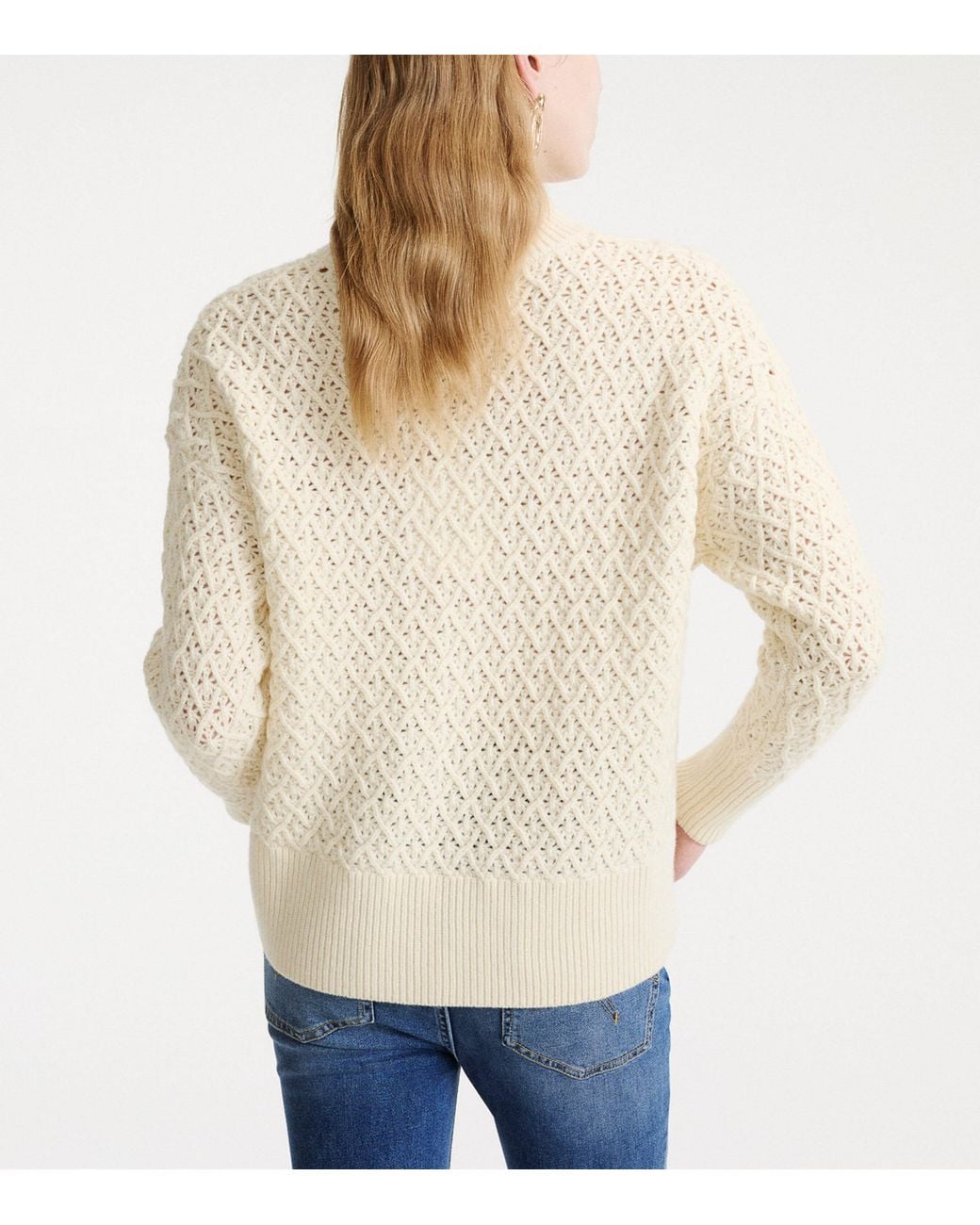 Marella White Virgin Wool Open Knit Sweater