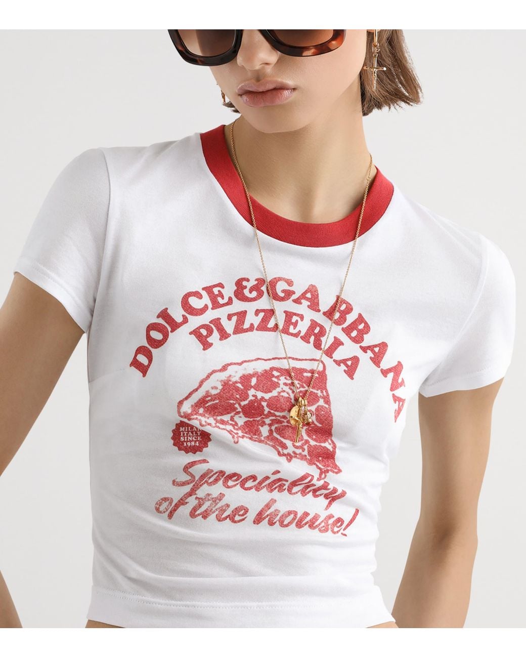 Dolce & Gabbana White Cropped Graphic T-Shirt