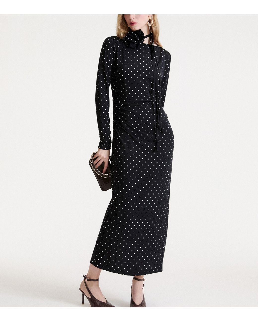 Marella Black Jersey Polka-Dot Maxi Dress