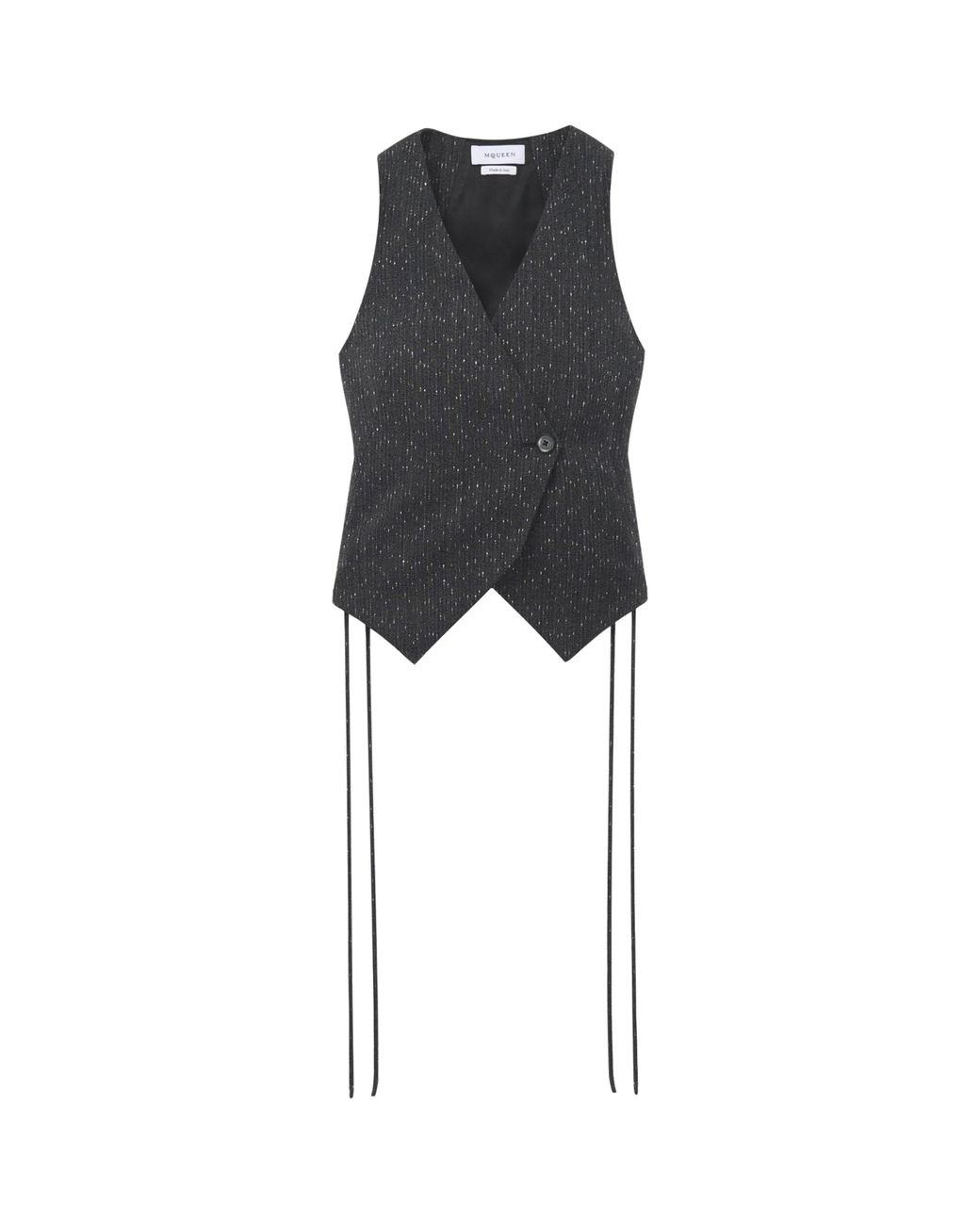 McQueen Black Wool Pinstripe Corset Waistcoat