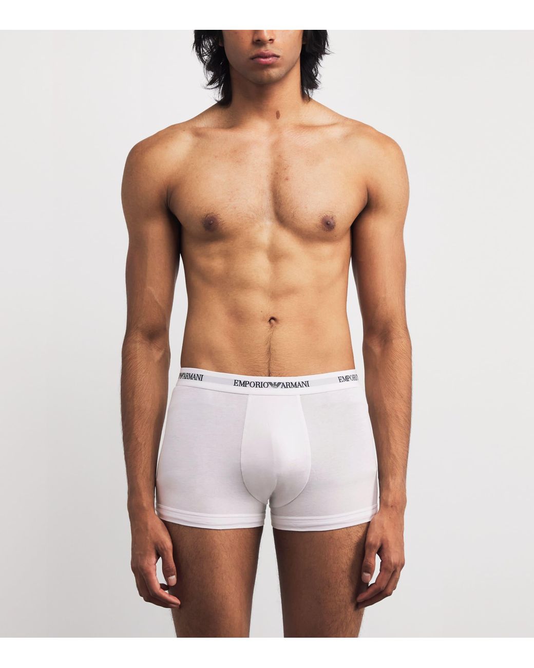 Emporio Armani White Stretch-Cotton Logo Trunks for men