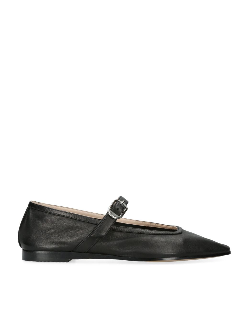 Le Monde Beryl Black Leather Mary Jane Ballet Flats