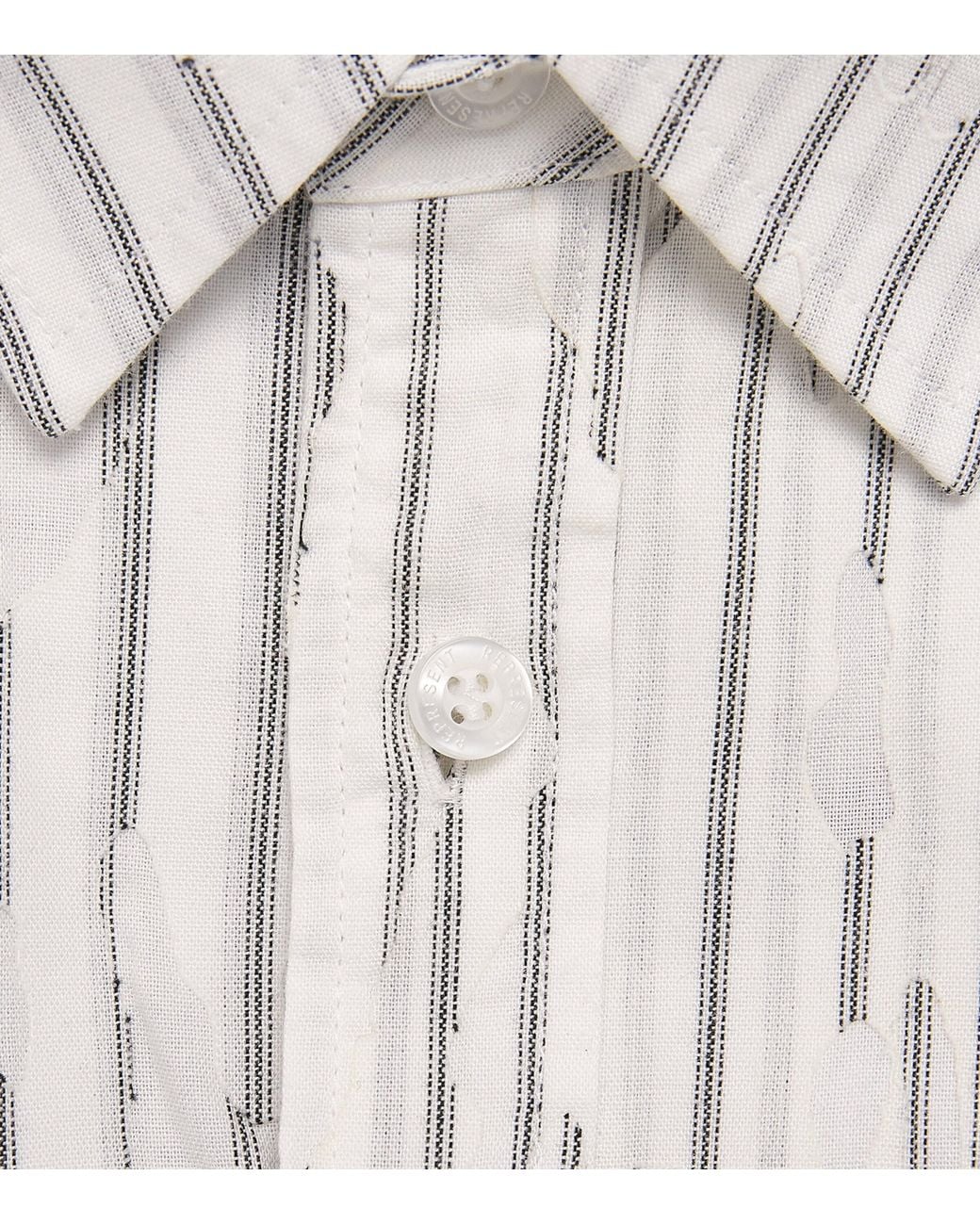 Represent White Cotton Stripe Teared Shirt for men
