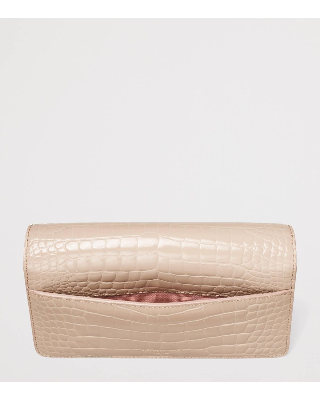 Aspinal Natural Croc-Embossed Leather Mayfair 2 Clutch Bag