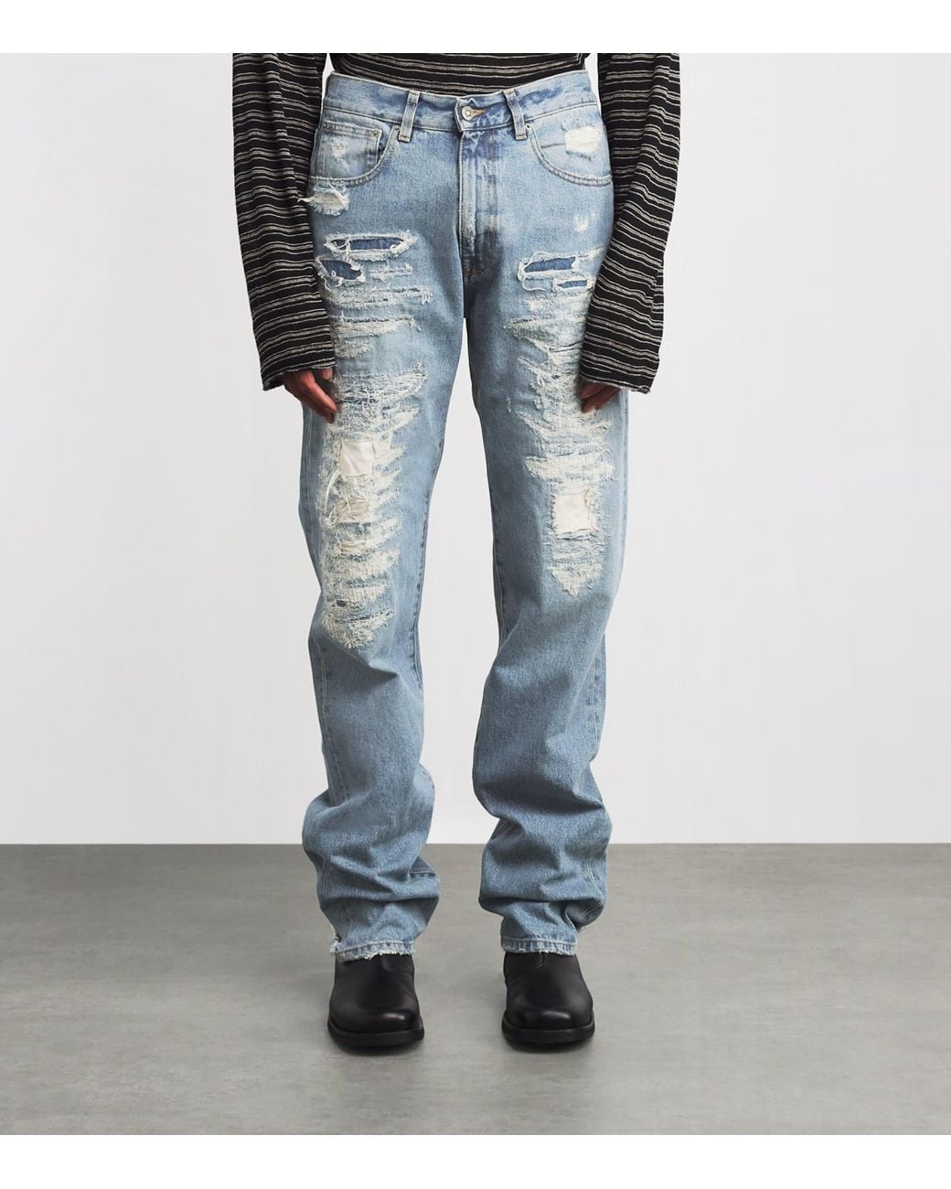 424 Blue Distressed Loose Jeans for men