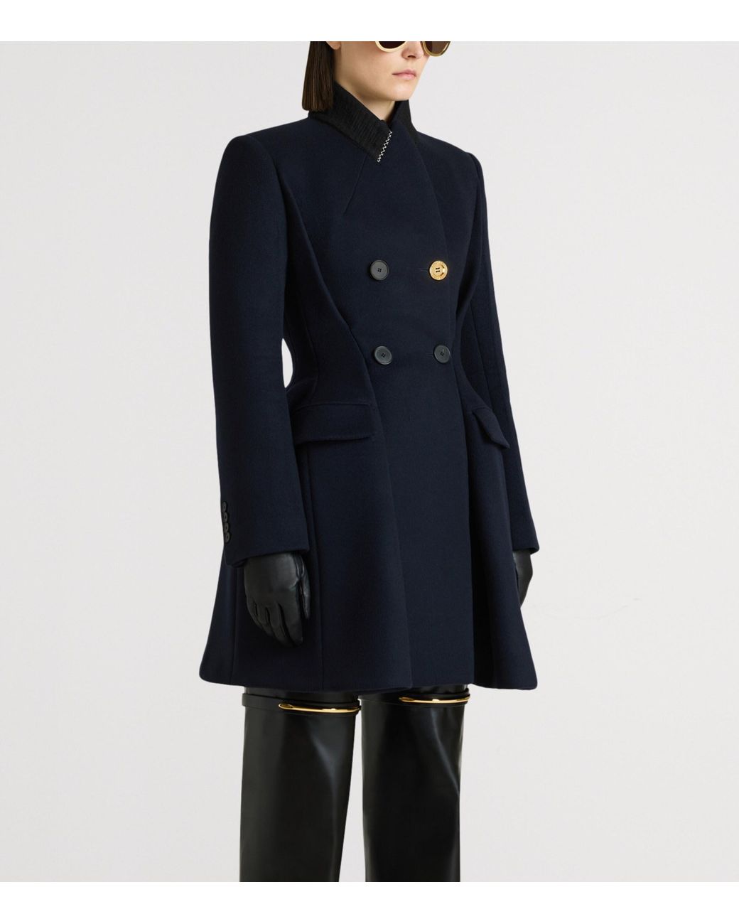 Givenchy Blue Wool-Cashmere Peplum Coat