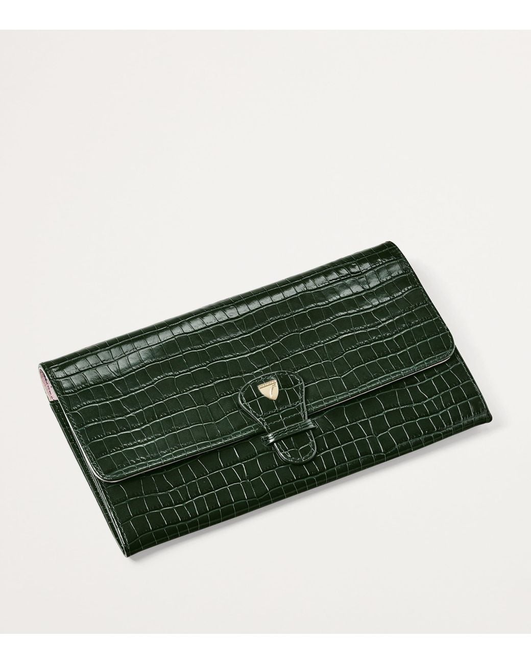 Aspinal Green Leather Travel Wallet for men