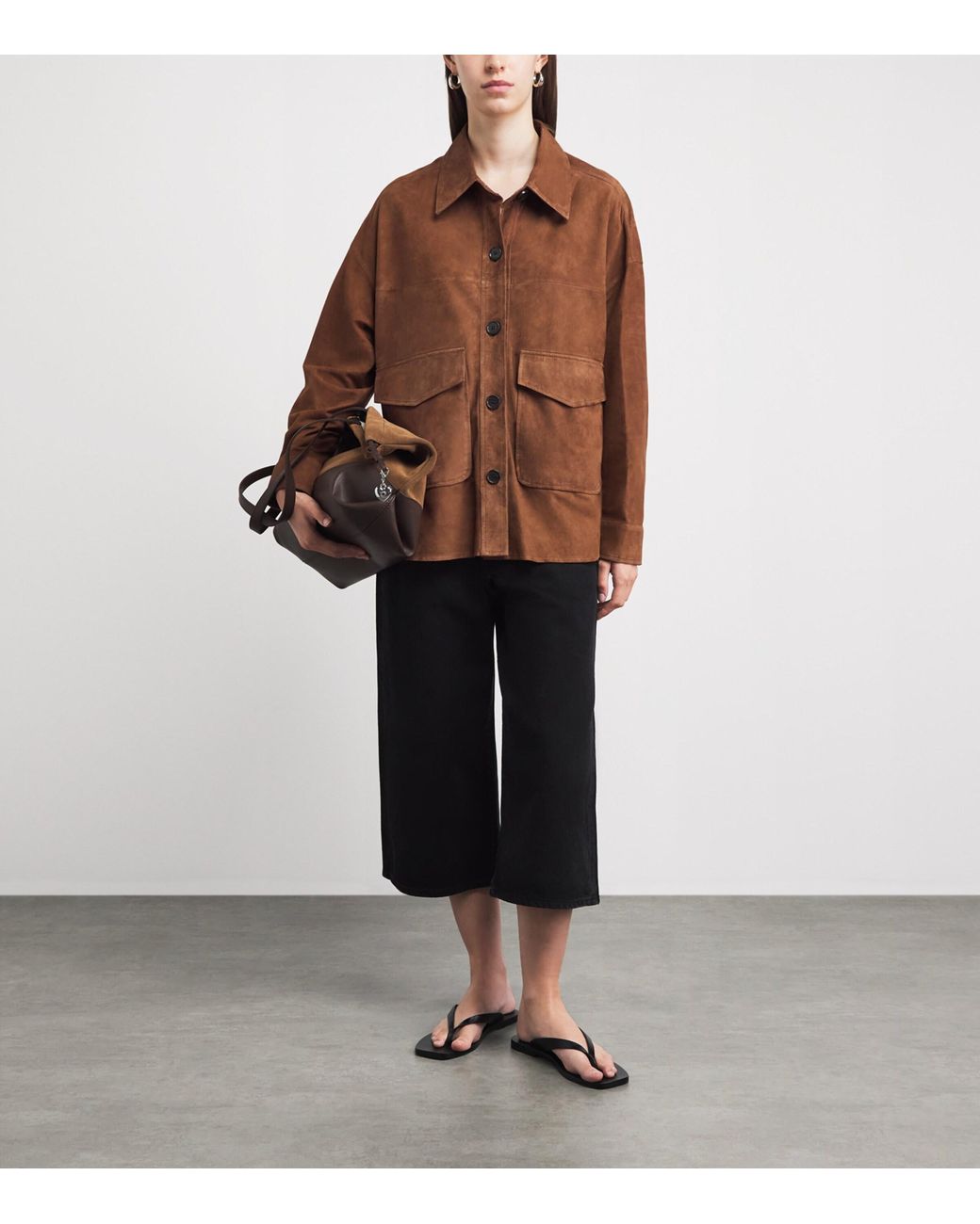 Arma Brown Lamb Suede Kaylee Shacket