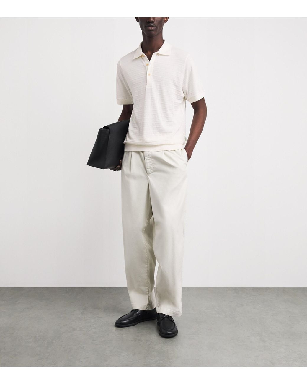 Oliver Spencer White Organic Cotton Jacquard Polo Shirt for men