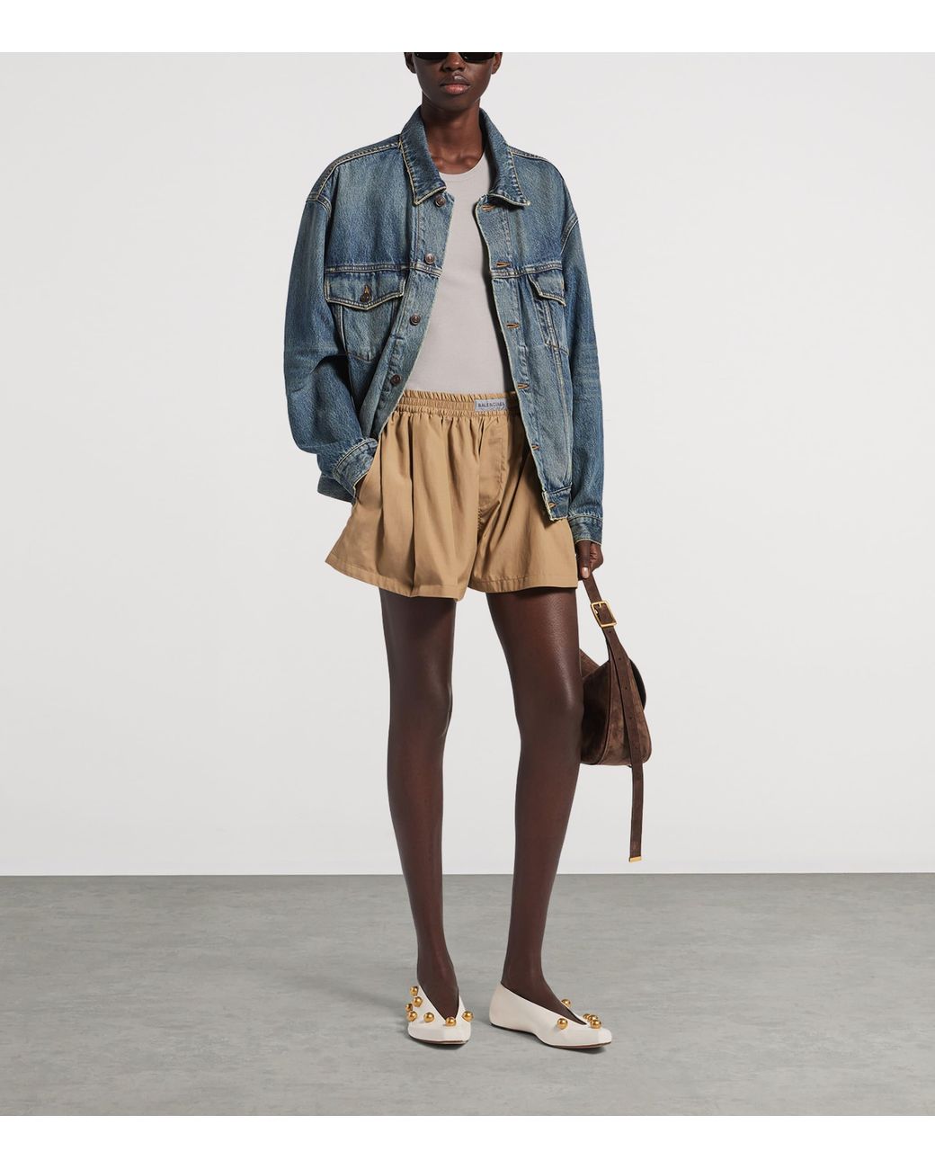 Balenciaga Natural Wool-Blend Boxer-Style Shorts