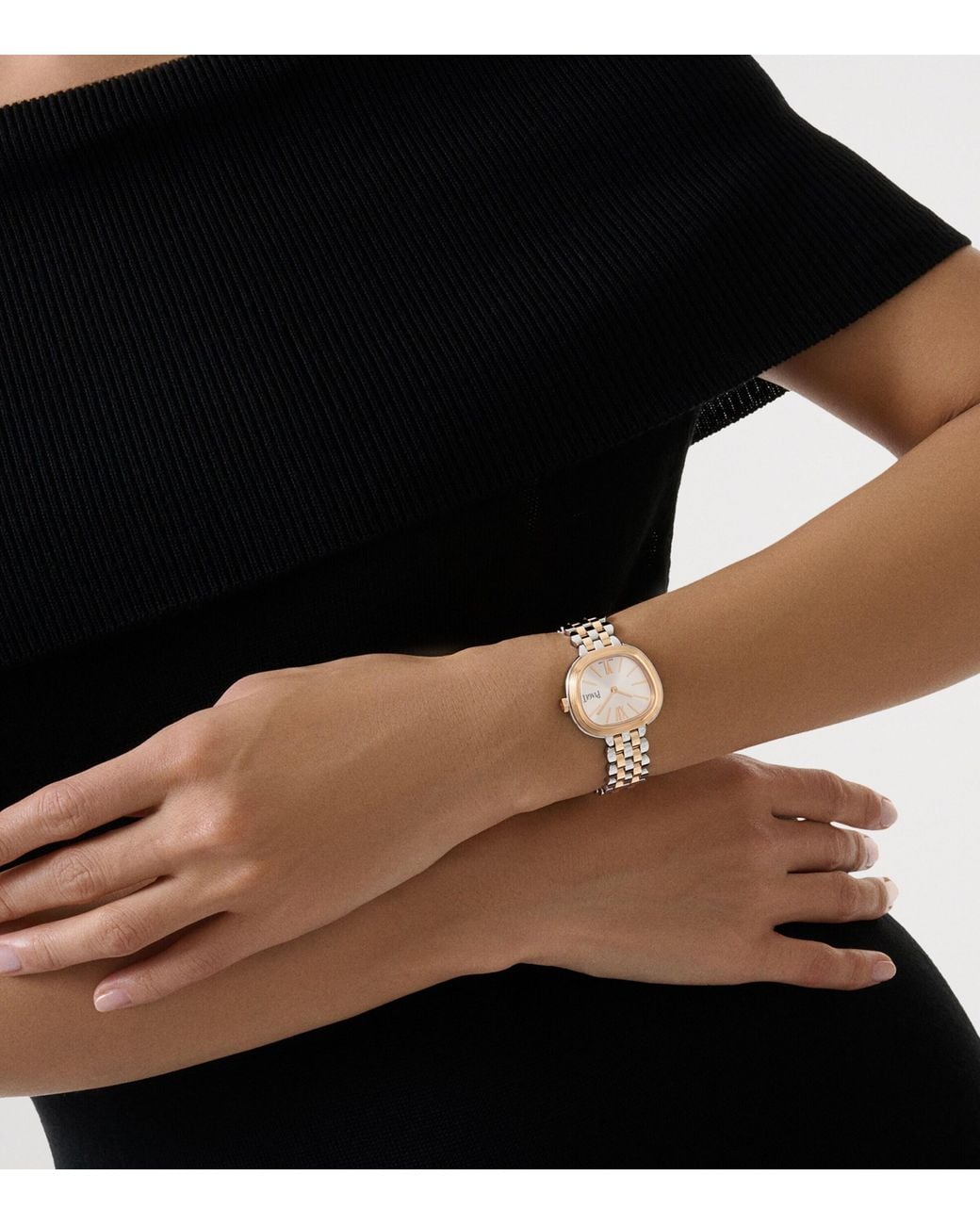 Piaget Metallic Stainless Steel And Rose Sixtie Watch