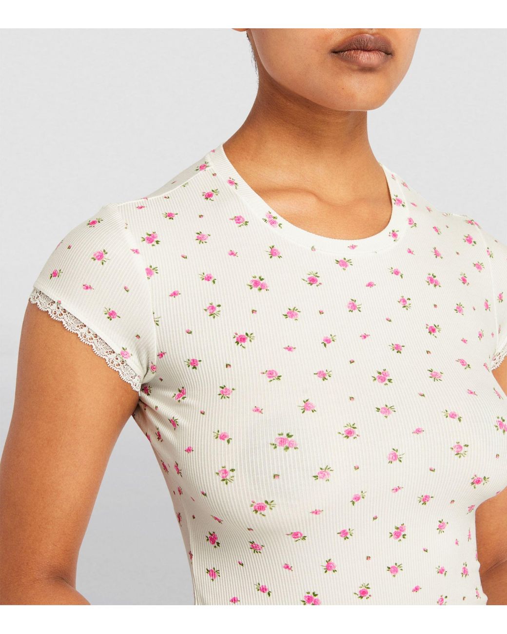 Skims Floral Soft Lounge T-shirt in White | Lyst