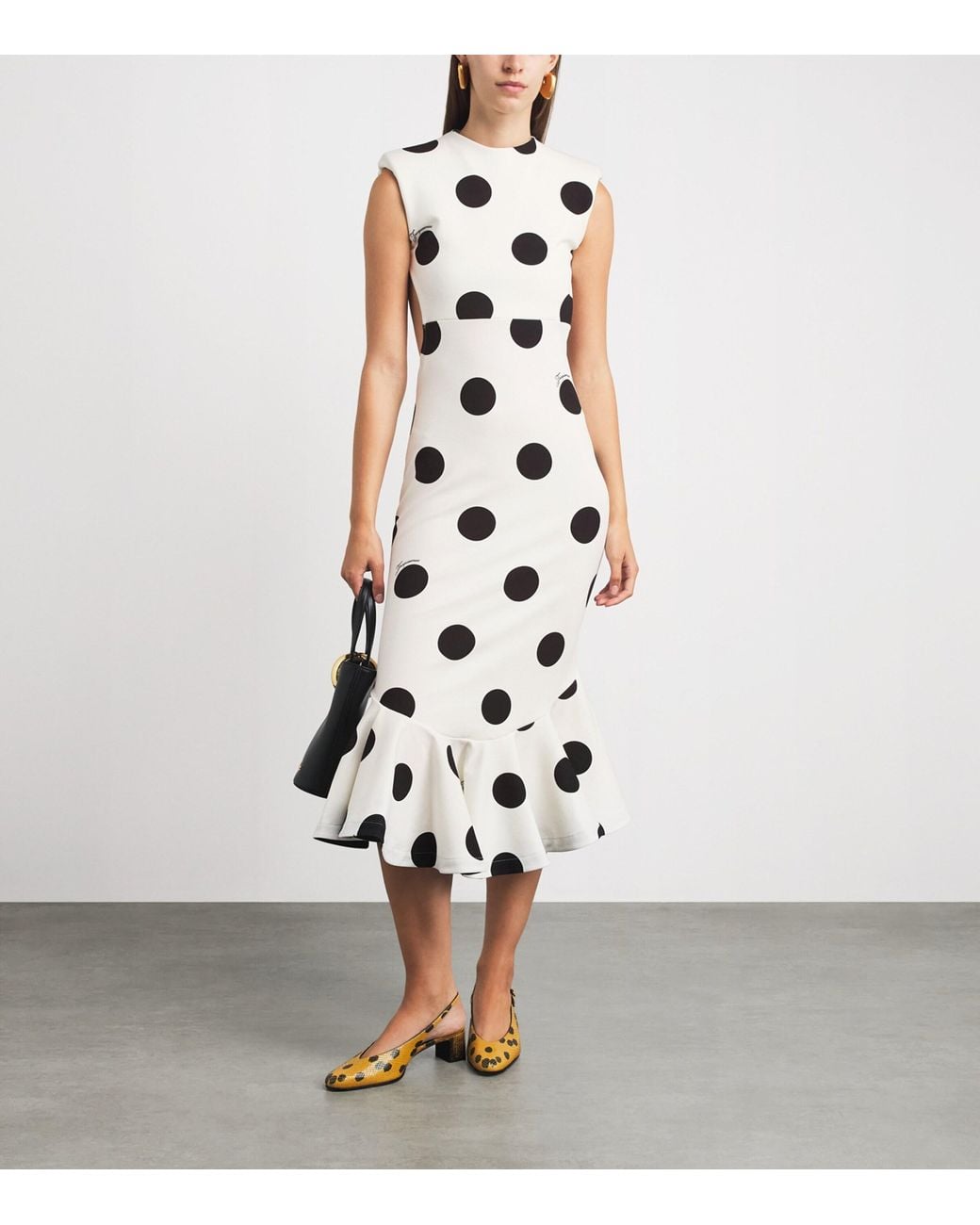 Jacquemus White Polka-Dot Palmier Midi Dress