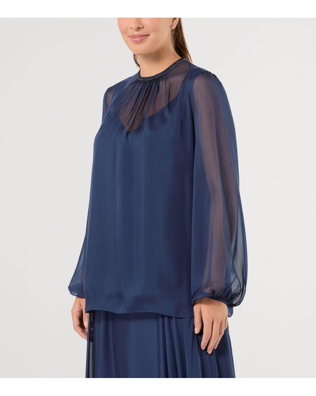 Marina Rinaldi Blue Silk Chiffon Blouse