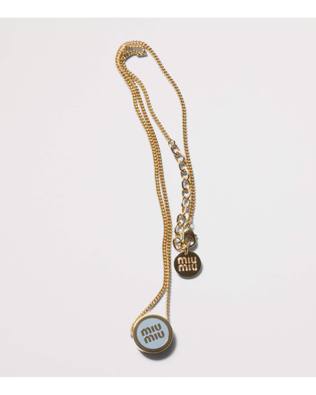 Miu Miu Metallic Enamel Logo Necklace