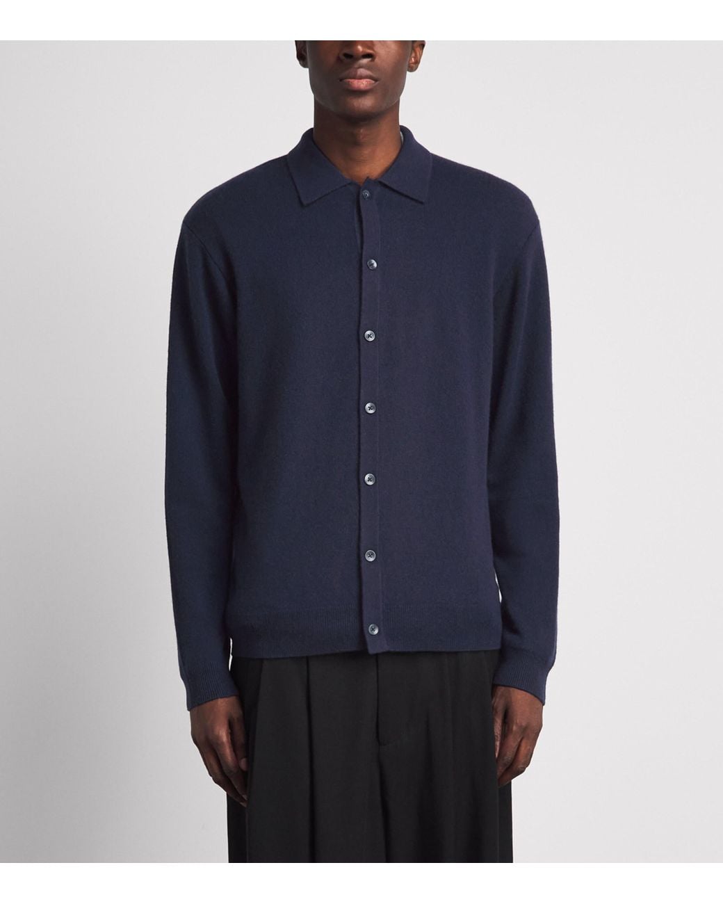 7 For All Mankind Blue Cashmere Collared Cardigan for men