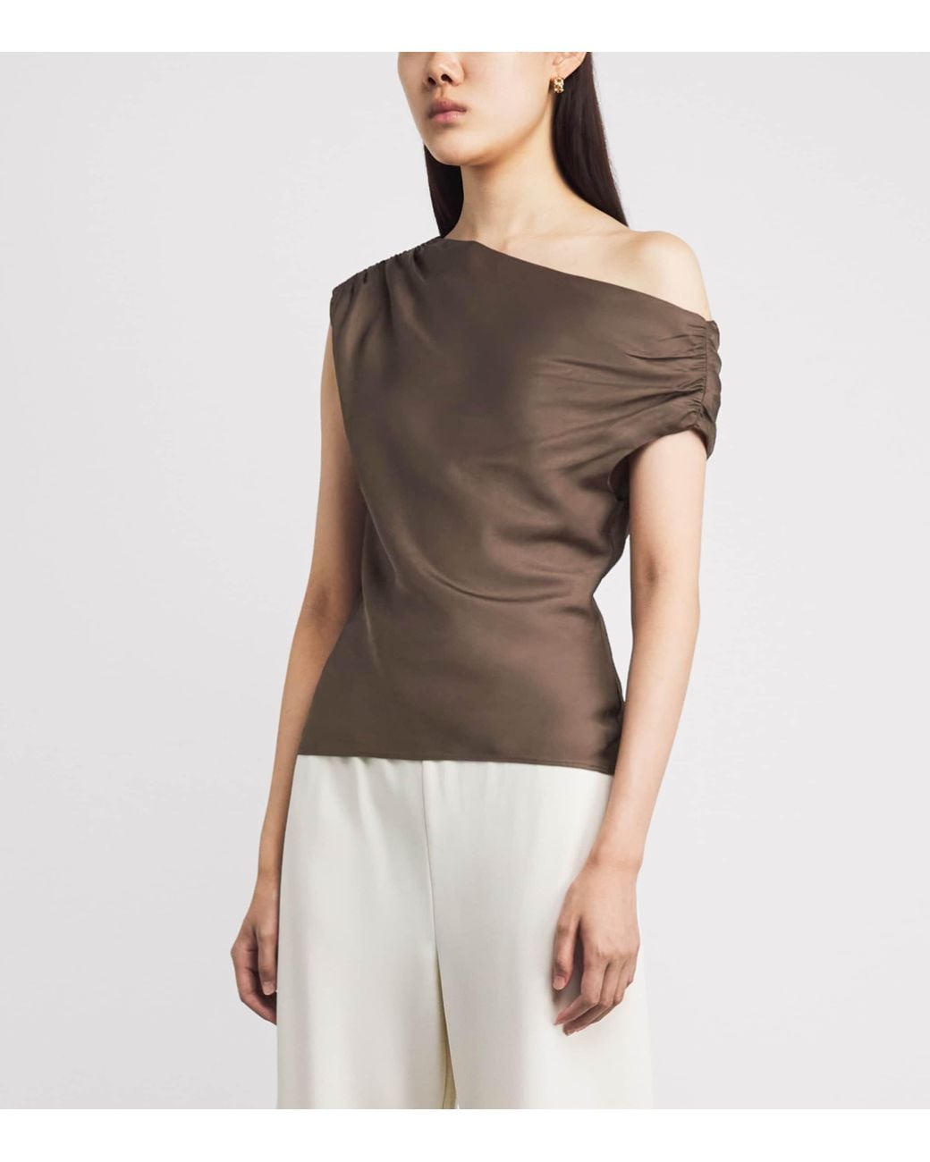 Toccin Brown One-Shoulder Veda Top