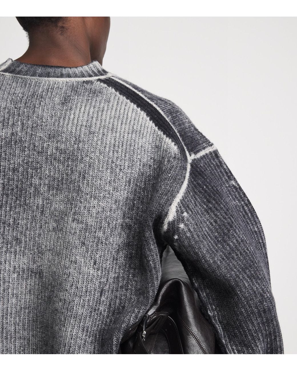 Represent Gray Wool Reversible Fade Out Sweater for men