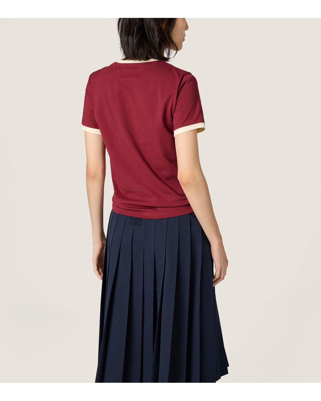 Miu Miu Red Cotton Logo T-Shirt