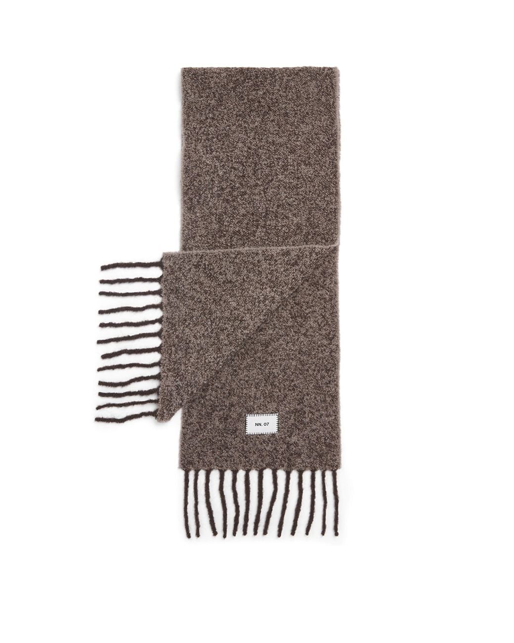 NN07 Brown Alpaca-Wool-Blend Fringed Scarf for men