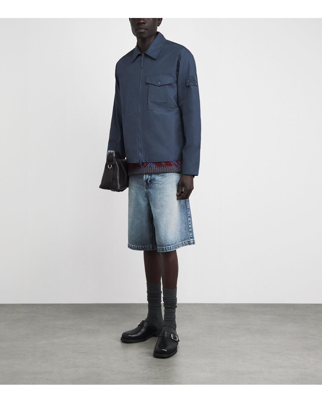 Stone Island Blue Cotton Canvas Ghost Overshirt for men