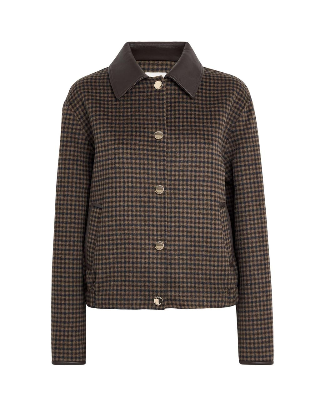 Claudie Pierlot Brown Wool-Blend Check Blouson Jacket