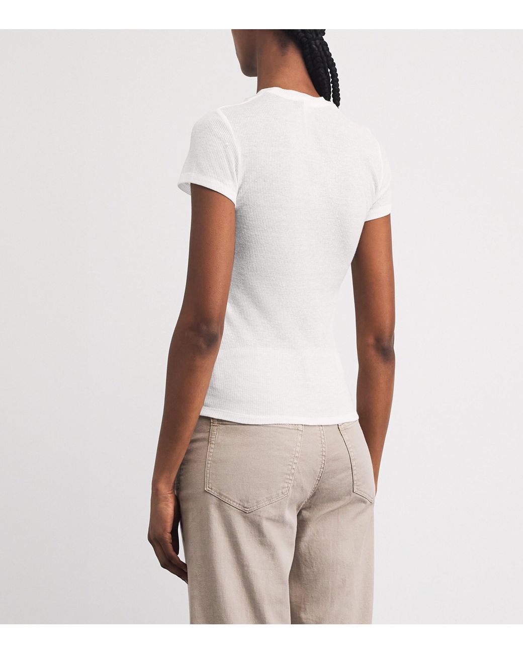 Skims White Semi-Sheer Ribbed T-Shirt