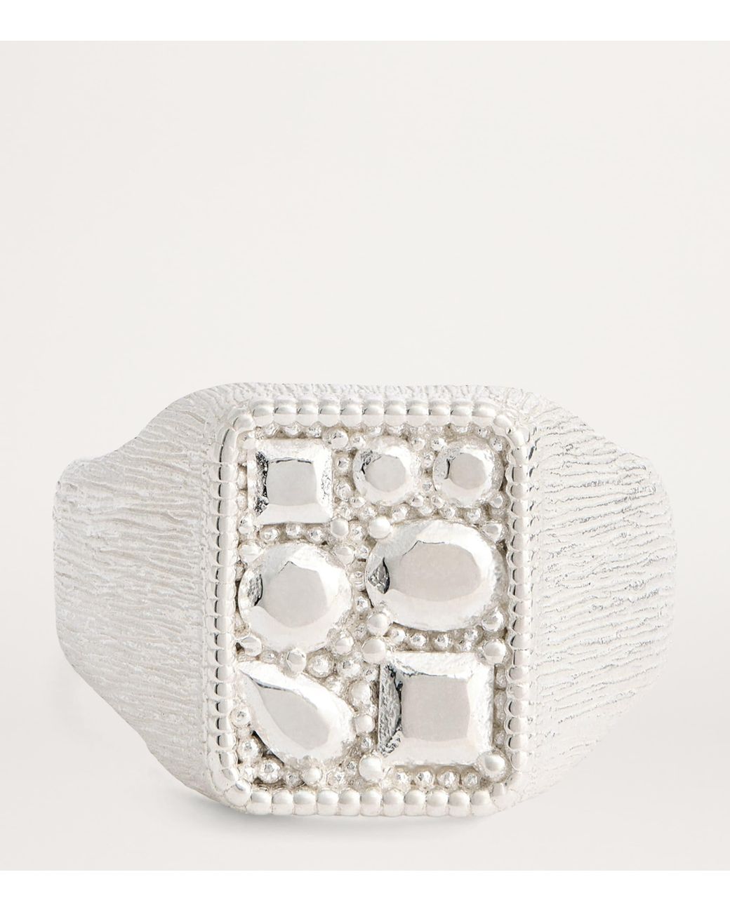 Bleue Burnham White Sterling Cottage Garden Signet Ring for men