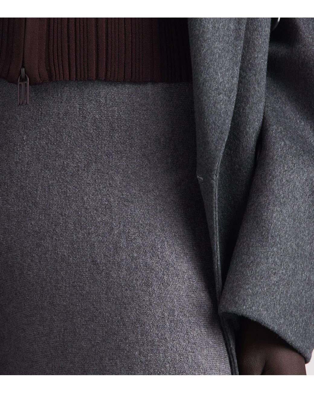 Brandon Maxwell Gray Virgin Wool Miller Midi Skirt