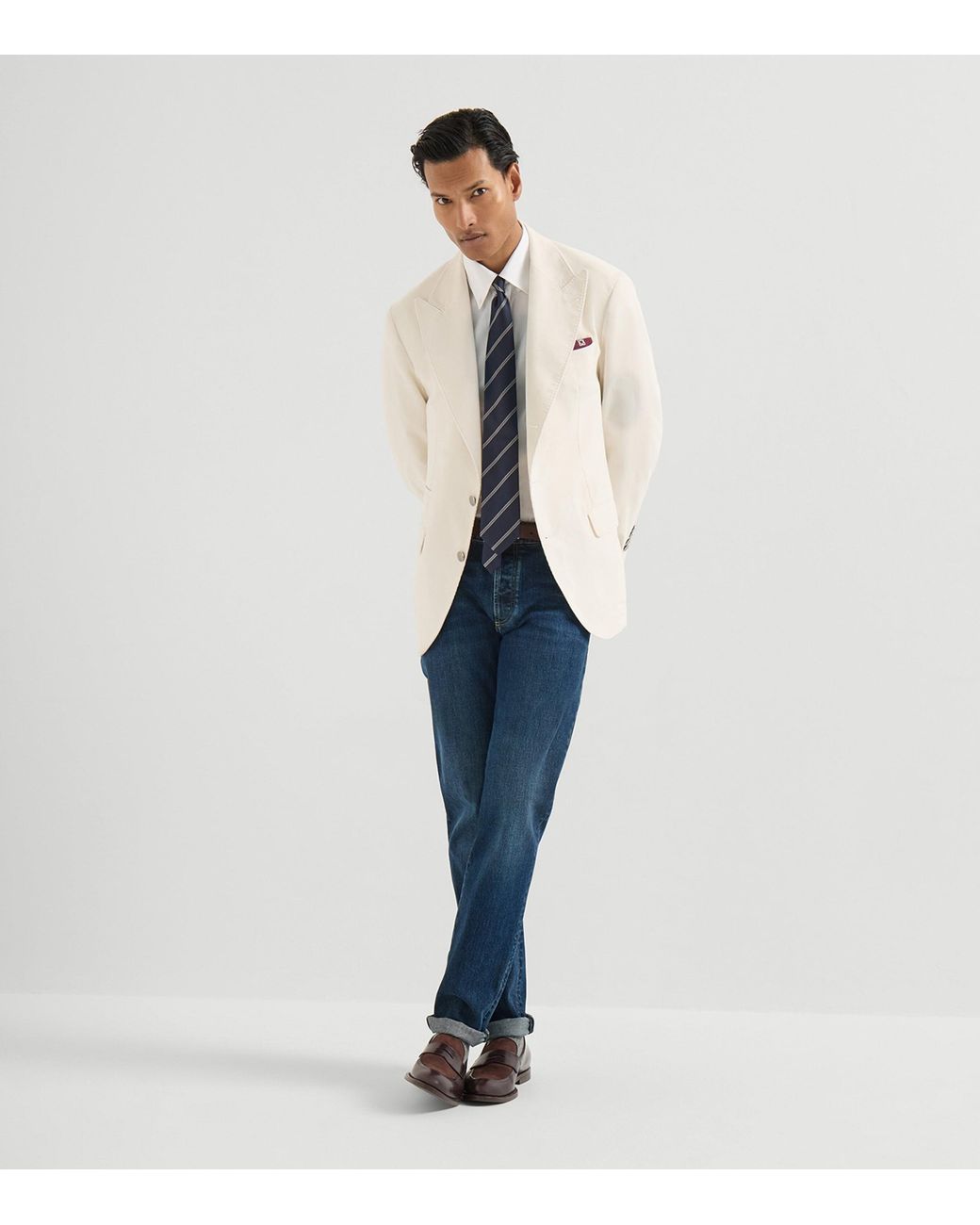 Brunello Cucinelli Blue Stretch-Cotton Slim Jeans for men