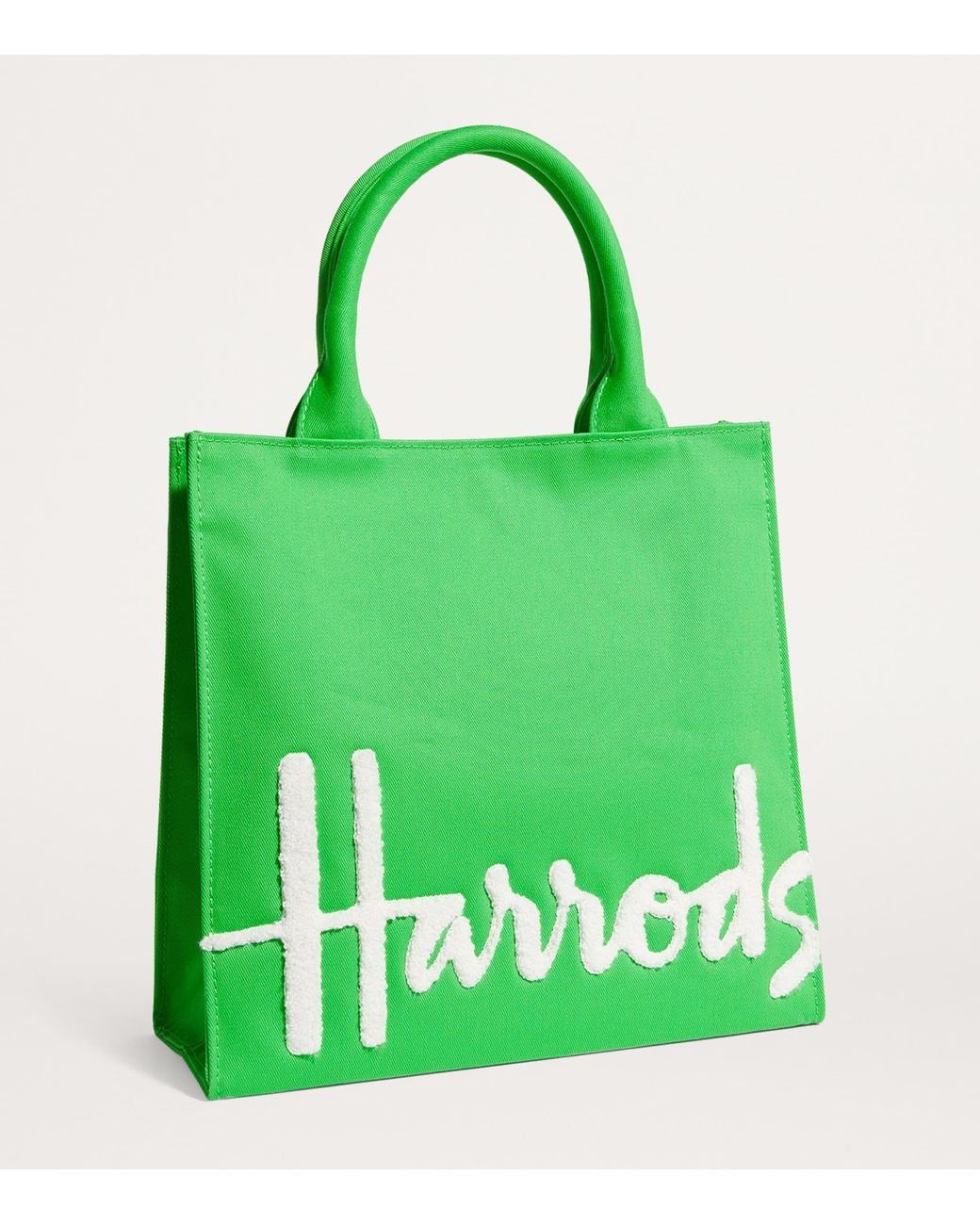 Harrods Green Small Cotton Logo Tote Bag
