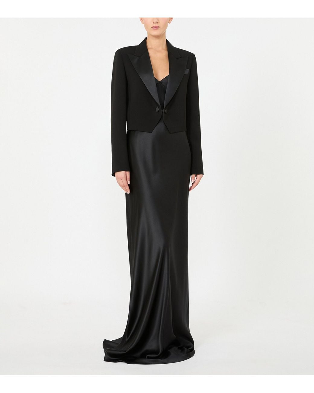 Max Mara Black Cropped Tuxedo Jacket